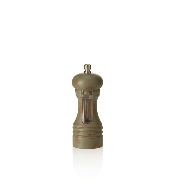Rasnita de sare cu mecanism din otel inoxidabil, model Vintage Window, inaltime 15 cm, otel inoxidabil, lemn