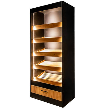 Raft pentru paine deschis, modul LED 100x58xH205 cm, negru/stejar kraft, imagine 1