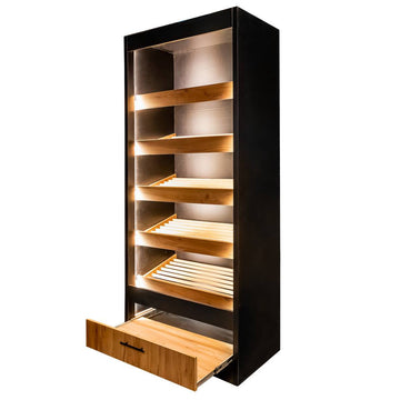 Raft pentru paine deschis, modul LED 100x58xH205 cm, negru/stejar kraft, imagine 2