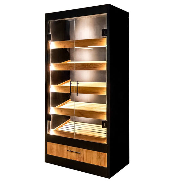 Regal pentru Mega M paine cu sticla H-205 cm L-100 cm G-58 cm negrudub kraft Raft pentru paine modul cu