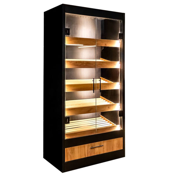 Regal pentru Mega M paine cu sticla H-205 cm L-100 cm G-58 cm negrudub kraft Raft pentru paine modul cu