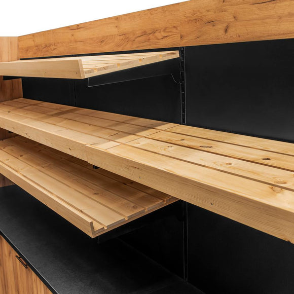 Raft de expunere-vanzare casa marcat H-230 cm L-364 cm G-63 cm kraft/negru