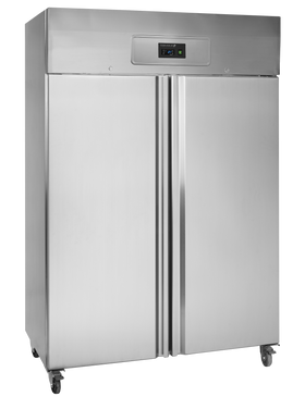RK1010-SS304, 900 l, -2 la 8, 2 uși solide cu închidere automată, Ventilat, 400 W, C Gama RK de frigidere verticale