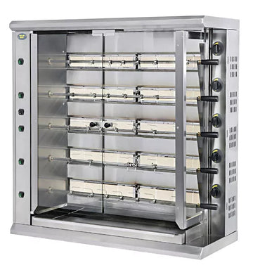 Rotisor pe gaz cu 5 axe, capacitate 30 pui, putere 38 kw Rotisor pe gaz cu 5