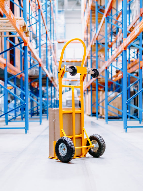 Carucior transport pliabil 2in1 de magazie tip roaba 250kg galben