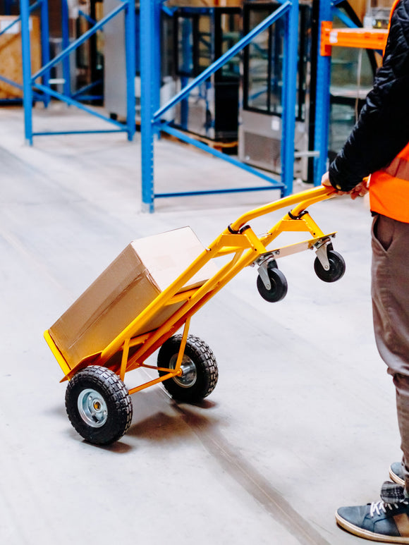 Carucior transport pliabil 2in1 de magazie tip roaba 250kg galben