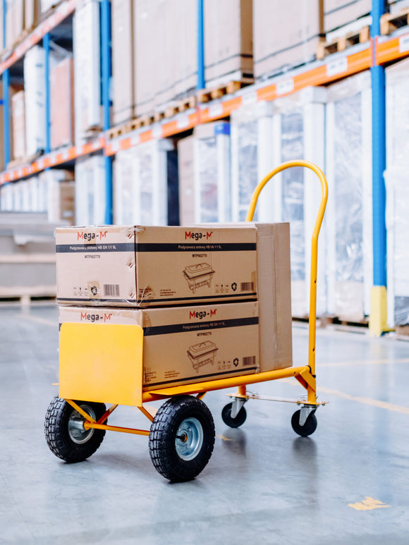 Carucior transport pliabil 2in1 de magazie tip roaba 250kg galben