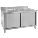 Sapalator inox cu doua cuve de 40x50xH25, baza inchisa cu usi culisante, 100x70xH85 cm