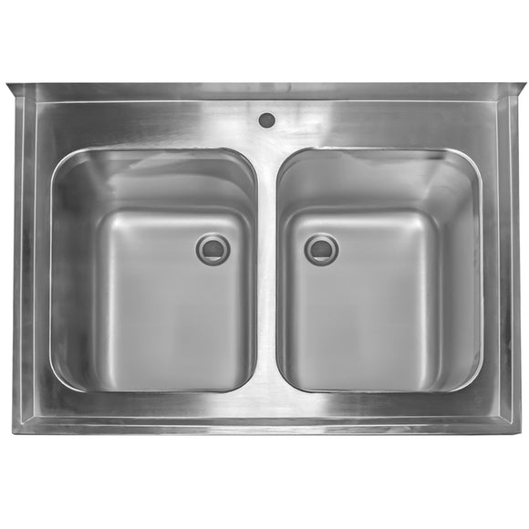 Sapalator inox cu doua cuve de 40x50xH25, baza inchisa cu usi culisante, 100x70xH85 cm