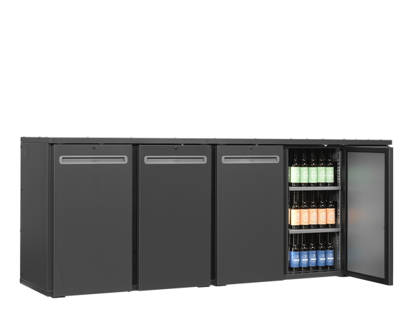 Back bar modular refrigerat antracit SCL-2222MU+ vedere laterala Tefcold – sistem back bar modular refrigerat Serrco Combi-Line pentru bar profesional