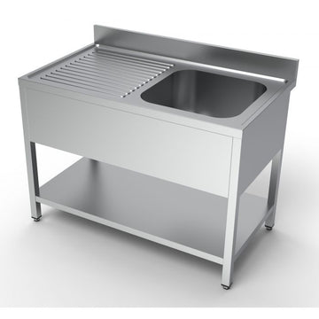 Spalator inox 1200 x 700 x H850mm. cu o cuva 500 x 500 x 300 pe partea dreapta