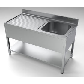 Spalator inox 1400 x 700 x H850mm. cu o cuva 600 x 500 x 320 pe partea dreapta