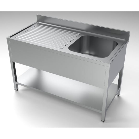 Spalator inox 1400 x 700 x H850mm. cu o cuva 600 x 500 x 320 pe partea dreapta