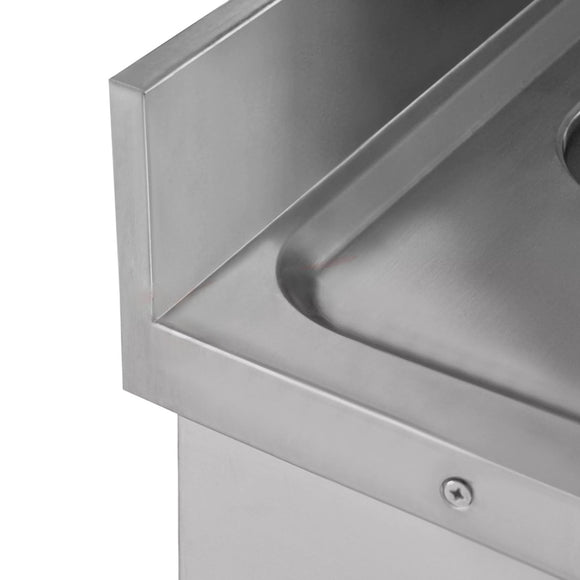 Spalator inox cu doua cuve de 50x50xH25, baza inchisa cu usi culisante, 120x70xH85 cm