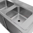 Spalator inox cu doua cuve de 50x50xH25, baza inchisa cu usi culisante, 120x70xH85 cm