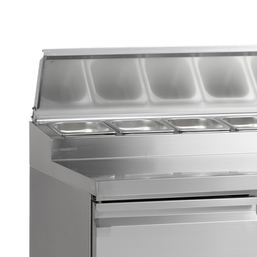 Masă preparare sandvișuri inox SS920 vedere laterala Tefcold – masă de lucru frigorifică inox pentru bucătărie profesională restaurant