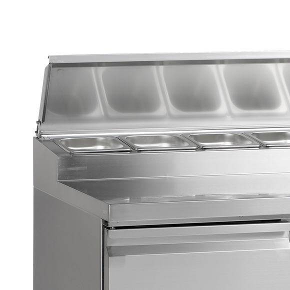 SS920-SS304, 201 l, 2 to 10 C, 2 uși solide cu balama, Asistata de ventilator, 155 W, Gama de mese de preparare
