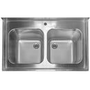 Sapalator inox cu doua cuve, baza inchisa cu usi culisante. 120x70xH85 cm