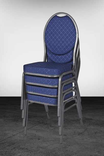 Scaun pentru evenimente HERMAN Blue, cadru metalic, capacitate 200 kg. Scaunul de banchet HERMAN este
