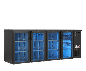 Back bar modular refrigerat antracit SCL-2222GMU+, 574 l, 4 usi sticla Tefcold – sistem back bar modular refrigerat Serrco Combi-Line pentru bar profesional