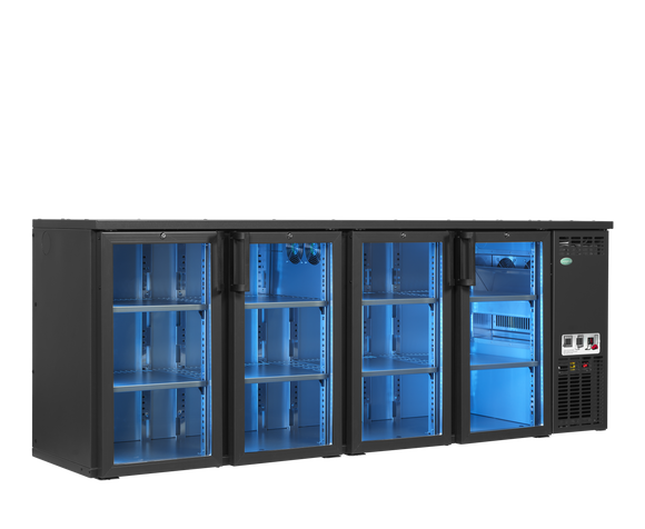 Back bar modular refrigerat antracit SCL-2222GMU+, 574 l, 4 usi sticla Tefcold – sistem back bar modular refrigerat Serrco Combi-Line pentru bar profesional