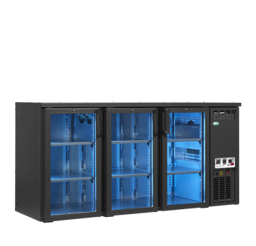 Back bar modular refrigerat antracit SCL-222GMU+, 422 l, 3 usi sticla Tefcold – sistem back bar modular refrigerat Serrco Combi-Line pentru bar profesional