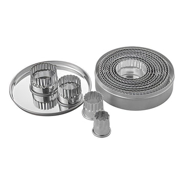 Set 12 decupatoare rotunde striate inox, 2,5 - 10,5 cm