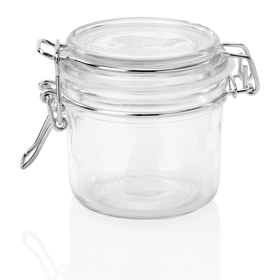 Set de 3 borcane cu capac rabatabil, 0,2 litri, Ø 8,5 cm, inaltime 8,5 cm, sticla, otel inoxidabil, silicon