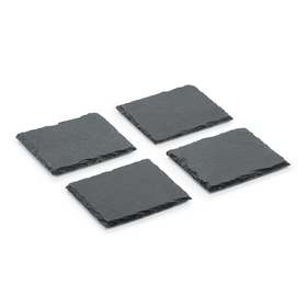 Set de 4 farfurii din ardezie naturala, 10 x 10 cm
