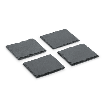 Set de 4 farfurii din ardezie naturala, 10 x 10 cm