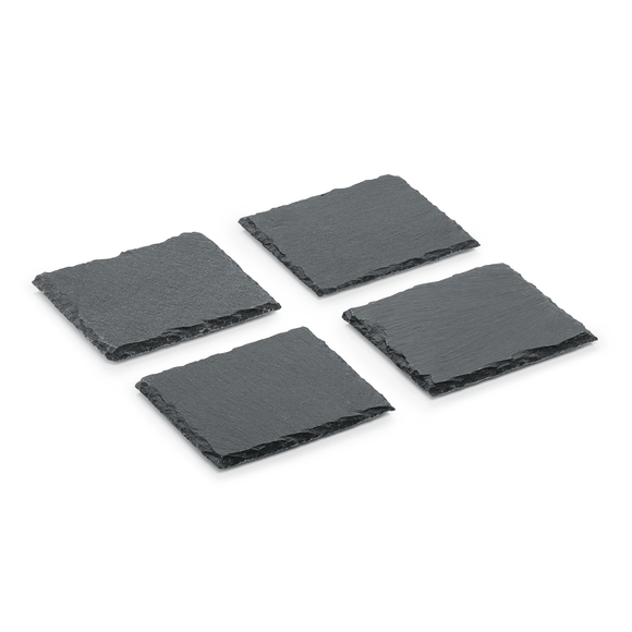 Set de 4 farfurii din ardezie naturala, 10 x 10 cm
