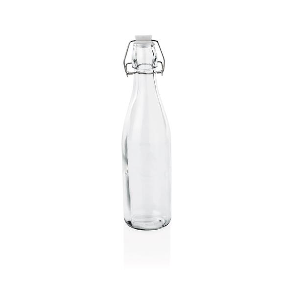 Set de 4 sticle cu inchidere mecanica, 0,5 litri, Ø 7 cm, inaltime 26,5 cm, sticla, otel inoxidabil