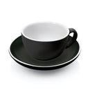 Set 6 cesti negre cappuccino 280 ml. Ø10,5 cm cu farfurioara Ø15,5 cm, portelan horeca