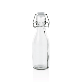 Set 6 sticle cu capac rabatabil, 0,25 litri, Ø 5,5 cm, inaltime 19,5 cm, din sticla, otel inoxidabil