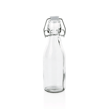 Set 6 sticle cu capac rabatabil, 0,25 litri, Ø 5,5 cm, inaltime 19,5 cm, din sticla, otel inoxidabil