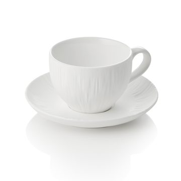 Set ceasca si farfurioara pentru cappuccino MAYA SHIRO, 200 ml, alb, set 4 piese, portelan