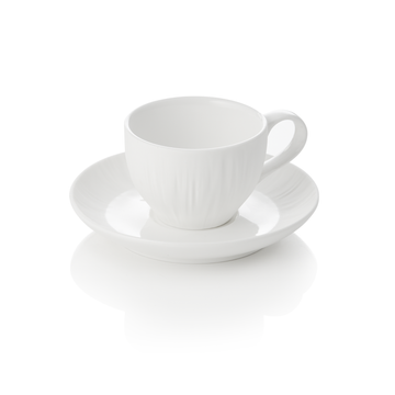 Set ceasca si farfurioara espresso MAYA SHIRO, 80 ml, alb, set 4 bucati, portelan