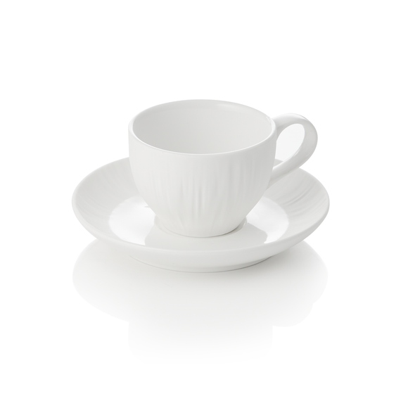 Set ceasca si farfurioara espresso MAYA SHIRO, 80 ml, alb, set 4 bucati, portelan