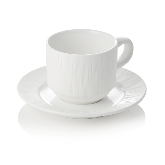 Set ceasca si farfurioara MAYA SHIRO, 240 ml, alb, set 4 piese, portelan