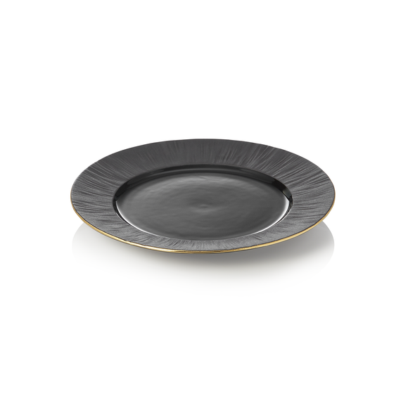 Set farfurii MAYA KURO, intinse, Ø 22 cm, negru, set 4 bucati, portelan