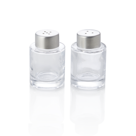 Set mini solnitapipernita, Ø 4 cm, inaltime 6 cm, otel cromat nichel, 188, sticla