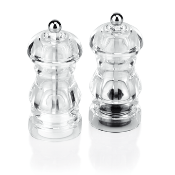 Set rasnite sarepiper, Ø 5,5 cm, inaltime 13 cm, otel inoxidabil, ceramica, acril Rasnita de sare cu mecanism
