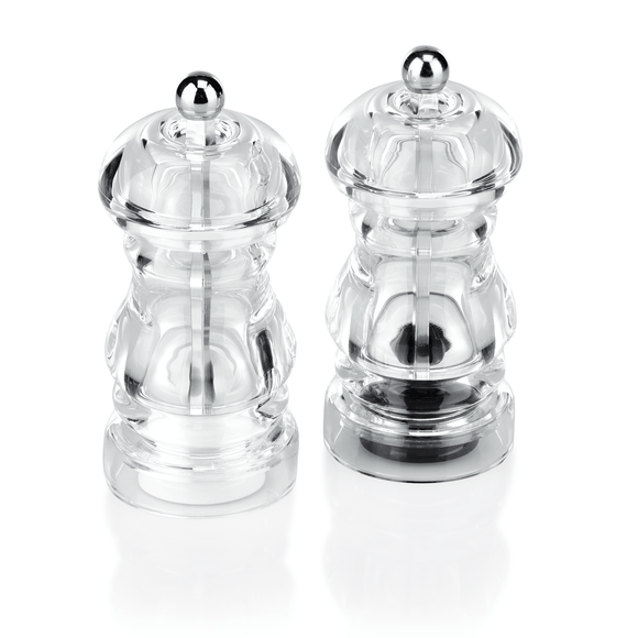 Set rasnite sarepiper, Ø 5,5 cm, inaltime 13 cm, otel inoxidabil, ceramica, acril Rasnita de sare cu mecanism