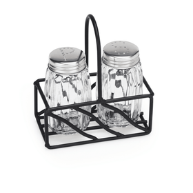 Set solnita si pipernita 2 piese, 9,5 x 5 cm, otel inoxidabil, otel, sticla Solnita pentru sare si piper