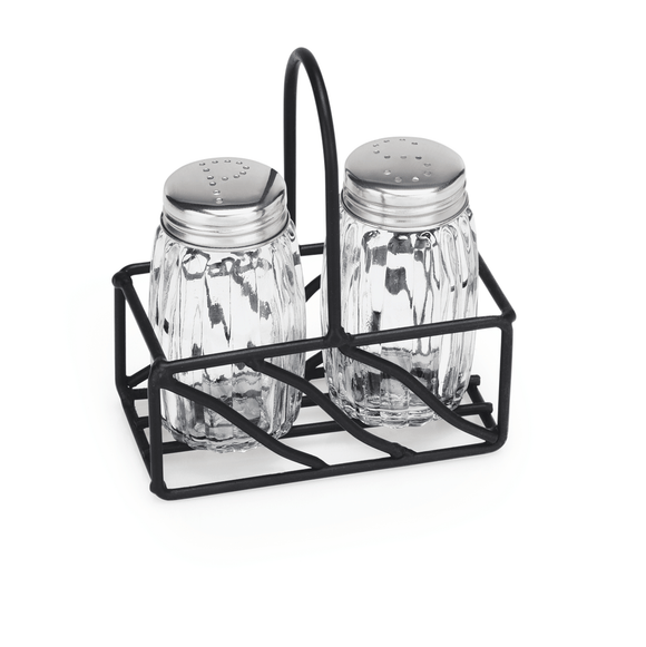 Set solnita si pipernita 2 piese, 9,5 x 5 cm, otel inoxidabil, otel, sticla Solnita pentru sare si piper