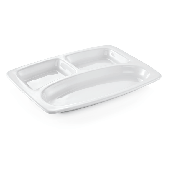 Set tavi compartimentate, 3 compartimente, 31 x 23 x 3 cm, set 3 bucati, portelan