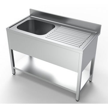Spalator inox 1200 x 600 x H850mm. cu o cuva 500 x 400 x 250 pe partea stanga, cu picurator