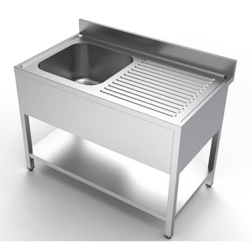 Spalator inox 1200 x 700 x H850mm. cu o cuva 500 x 500 x 300 pe partea stanga
