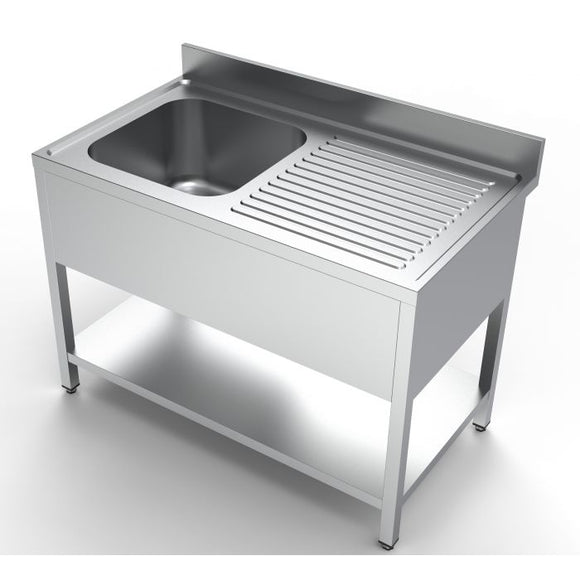 Spalator inox 1200 x 700 x H850mm. cu o cuva 500 x 500 x 300 pe partea stanga