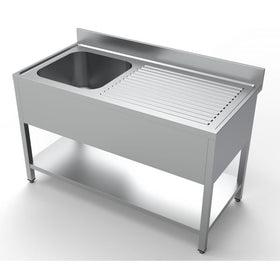 Spalator inox 1400 x 700 x H850mm. cu o cuva 600 x 500 x 320 pe partea stanga